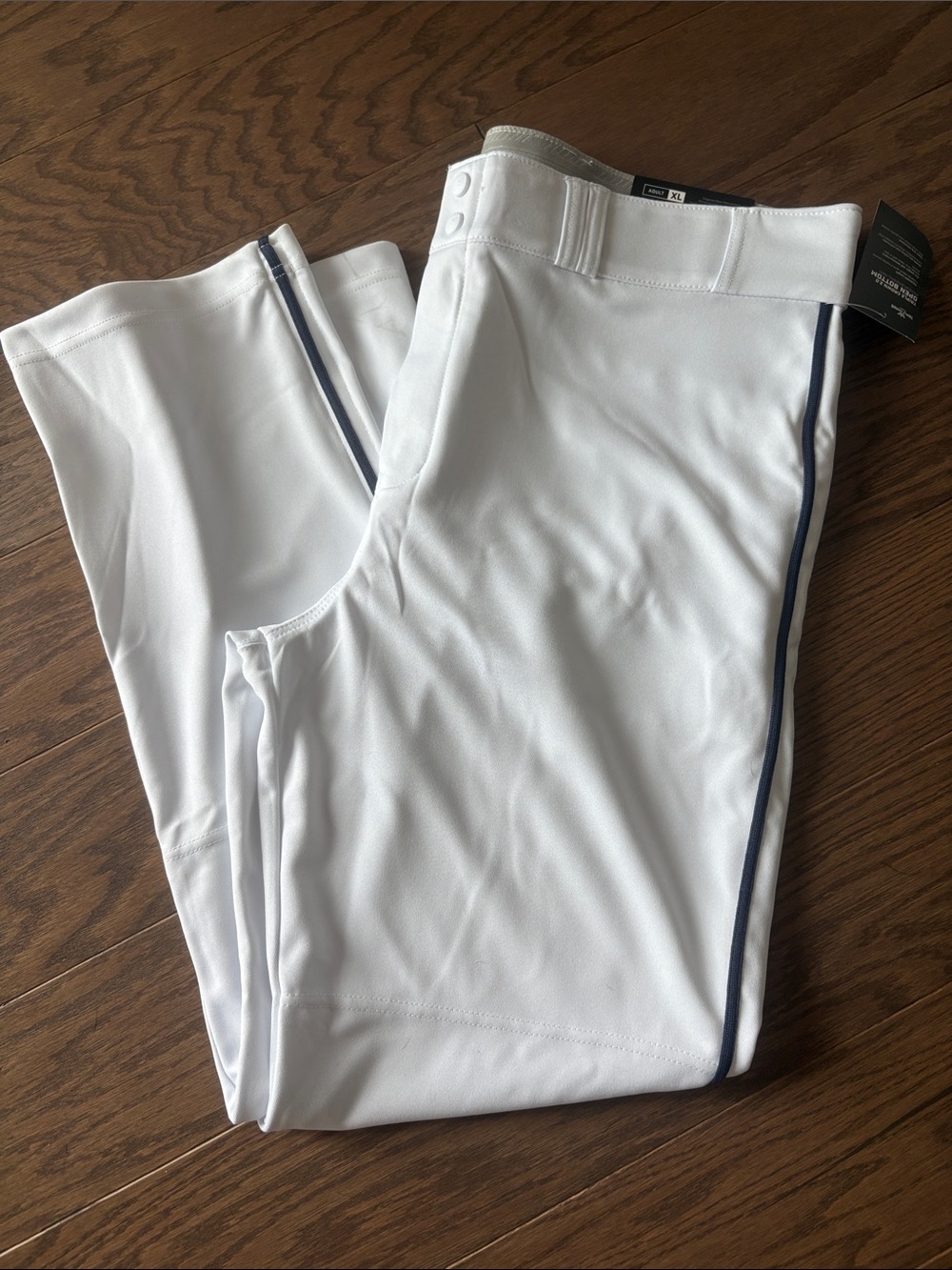 Champro Men's White Baseball Pants with Navy Side Stripe
